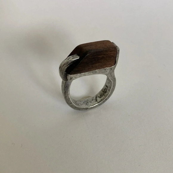Anne Marie Chagnon Solid Pewter Ring Wood Ring - Picture 3 of 10